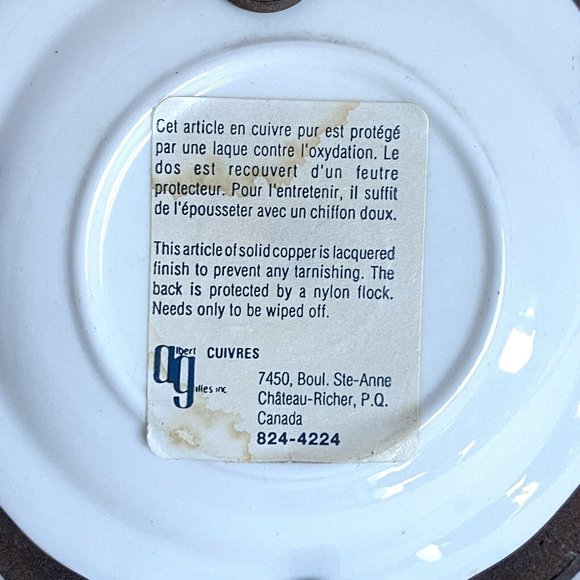 ALBERT GILLES Roses Ceramic Plate With Solid Copper Hanging Plate Rim Canada - Picture 5 of 7